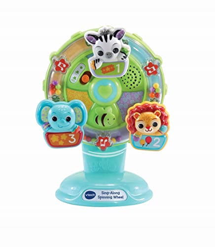 VTech Baby Sing Along Spinning Wheel, Baby Sensory Toy with Colours, Objects and Animals, Spinning Wheel Toy with Suction Cup