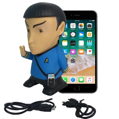 FAMETEK Star Trek: TOS - Mr. Spock 6” Talking Bluetooth Figure Speaker with Sound Effects, Microphone and Authentic Spock Quotes