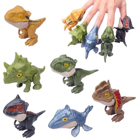 Ledorr 6PCS Biting Finger Dinosaurs Toy Dinosaurs Collectibles for Display, Fun Snap Squad Dino Toys for 3+ Year Old Kids Birthday Gift Dino Party Gift Decorate for Kids Cover