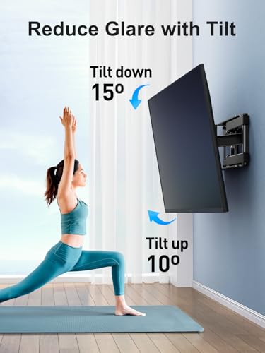 PERLESMITH TV Wandhalterung, Schwenkbare Neigbare TV Halterung für 26-60 Zoll Flach & Curved Fernseher oder Monitor bis zu 40kg, Wandhalterung Fernseher max.VESA 400x400mm – Bild 6