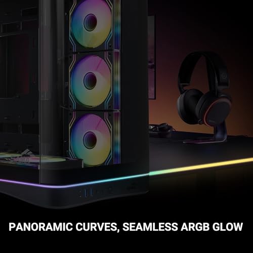 Image of SAMA V62 Mid-Tower PC Case, 7x120mm Pre-Installed ARGB PWM Fans, 4mm Tempered Glass, USB 3.1 Type-C & USB 3.0 Ports, 7 Slots, Support ATX /MATX /ITX (Back-Connect Compatible), Black