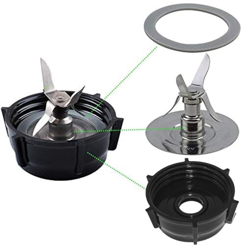 Poweka Piezas de Repuesto Compatible con Oster Osterizer Licuadora, Cuchilla 4 Puntas 4961 con Base de Cuchilla Tapa Inferior y Junta de Sellado