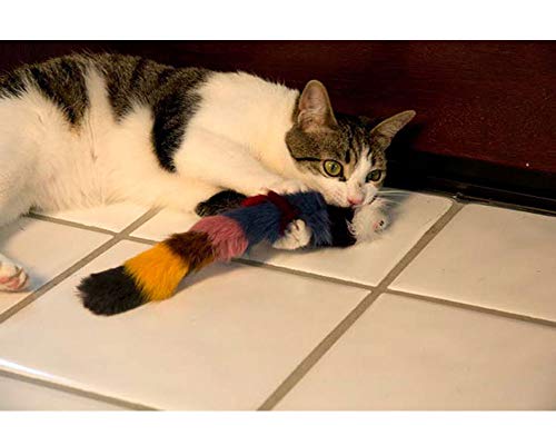 Iconic Pet Set Of 2 Fur Weasel Toy(One Brown/White, One Multicolored) With Squeaker For Pets, Best Pet Play Toy For Dogs And Cats, Fun Cat Toys, Dog Toys To Beat Boredom And Satisfy Hunting Instincts #TOP6