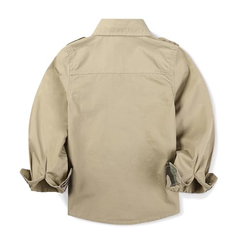 Toddler Little Boys Button Down Long Sleeve Shirt Uniform Army Scout Casual Fall Top with Pocket2