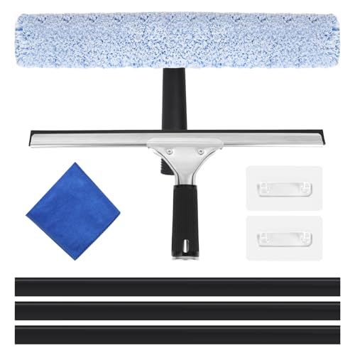 8 Stück Fensterreiniger Set Professionelles Fensterreinigungsset Mikrofaser Fensterwischer und Fensterabzieher Als Kombi Set Fensterwischer Abzieher Set für Bad Dusche Fenster Glas Spiegel Auto