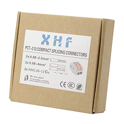 Image of 50 Pcs Lever Connectors Nuts 2 Conductor Combination Compact Wire Connectors Fast Connection Terminal 28-12 AWG Suitable for Multiple Types