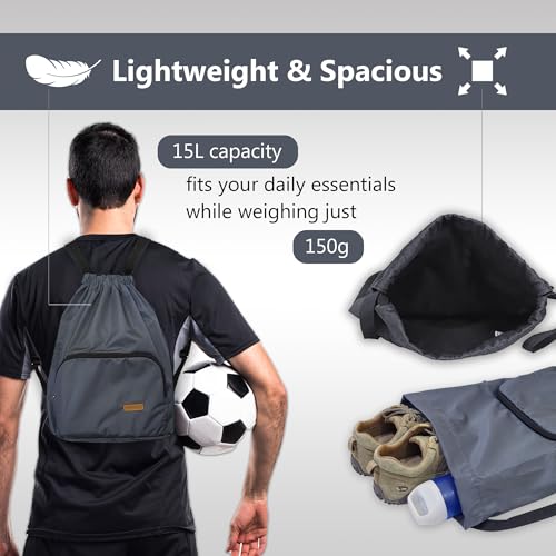 Image of Alienoid 15L Drawstring Bag | Gym Backpack for Men & Women | Draw String Bag for Sports, Football, Cycling, Swimming & More | Lightweight Drawstring Backpack for Travel & Daily Use