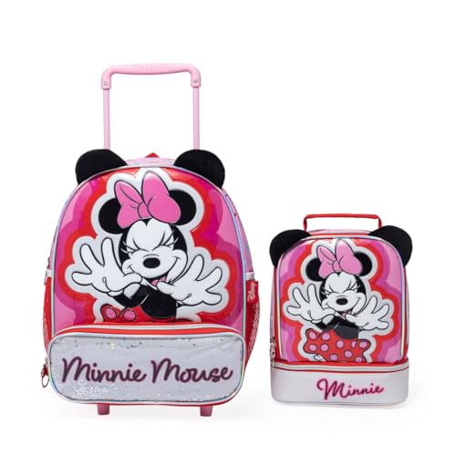 Kit Mochila Lancheira Rodinha Feminina Minnie Escolar Disney