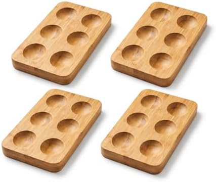 Huevera de Madera de Bambú (6 Huevos) – Bandeja Organizadora Rect...