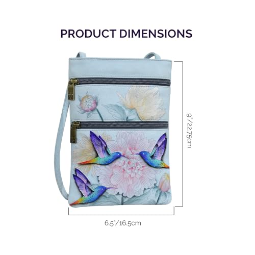 Image of Anuschka Women's Leather Crossbody Bag - Hand-Painted Genuine Leather Handbag with Pockets for Everyday Use - 448