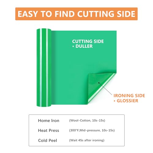 Image of HTVVETUR Apple Green HTV Iron on Vinyl 12Inch by 35ft Heat Transfer Vinyl for T-Shirt HTV Rolls for All Cutter Machine - Easy to Cut & Weed (35ft, Apple Green)