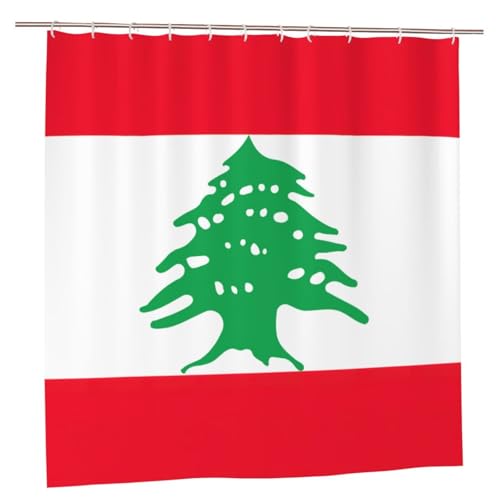Rideau de douche drapeau Liban en polyester 183x183 cm avec 12 oeillets