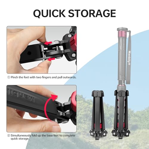 Manbily M-5 Mini trépied Base Rouge en aluminium robuste et compact