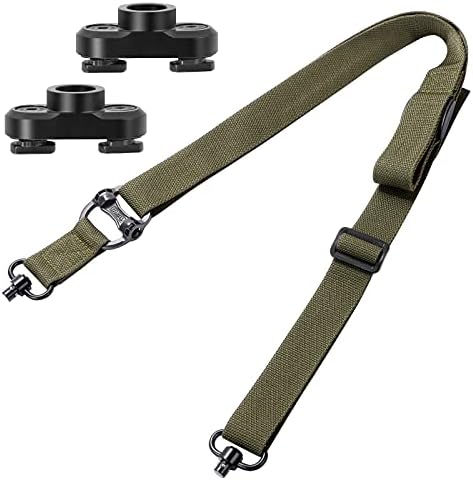 Gogoku Sling Gun Sling Adjustable Rifle Sling Strap with Sling Swivel & Adapter for M-Rail Green