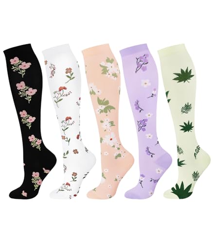 Breslatte Compression Socks for Women Men 15-20 mmHg Knee High Support Socks for Travel Athletic Nurses Teacher