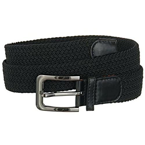 Deal Fashionista Premium Men's Braided Stretch Belts-Comfortable Golf Belt 1-3/8 New Without Tag (Black, S)