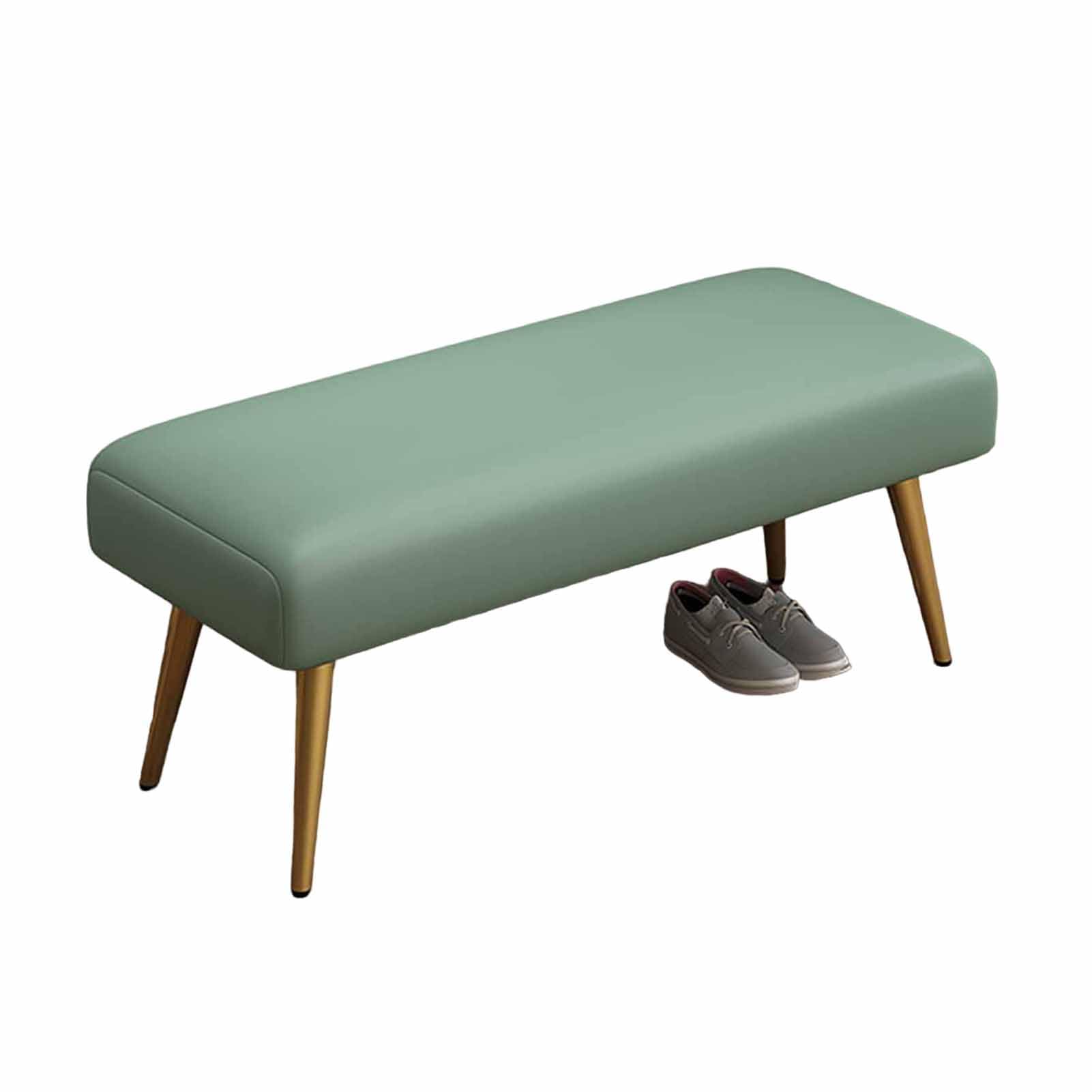SXZenSpace Entryway Shoe Bench with Leather Cushion, Metal legs Rack, Mid Century Bench, Storage Organizer for Living Room