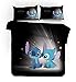 SMNVCKJ Bettwäsche Für Jugendliche Lilo Und Stitch Bettwäsche Cartoon Mikrofaser 3D Drucken Bettbezug Und Anime Kissenbezug (1,Single 135×200CM)