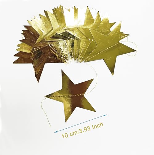 Image of 4-Pack Star Garland, Glitter Gold Star Garland Banner, Graduation Decorations 2026, Twinkle Twinkle Little Star Decorations for Christmas, Baby Shower & Birthday, 4 inch x 13ft Each, Holiday Party Decor