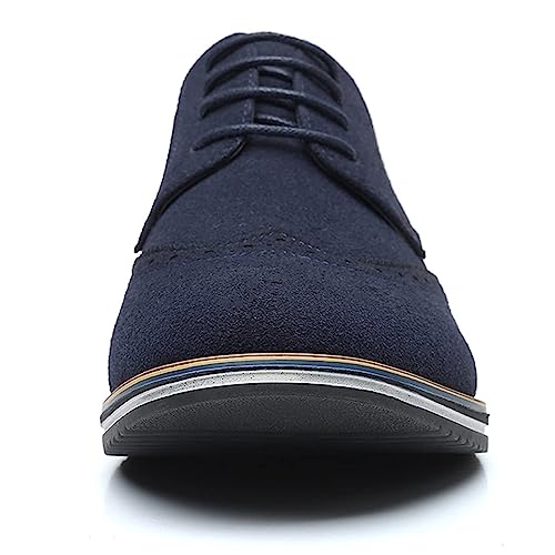 Men's Suede Lace Up Brogue Oxford Shoes,Flats Wing Tips Business Dress Shoe Classic Retro Comfortable Casual Shoe3