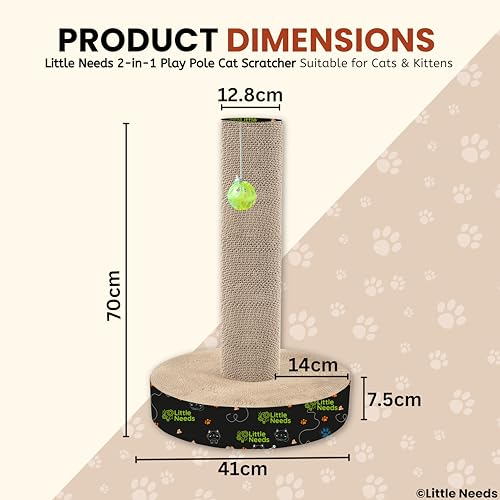 Image of Corrugated Cat Scratcher with Catnip - (Play Pole) | 27 inch Durable Cardboard Scratch Pad for Cats & Kittens I 2-in-1 Design for Furniture Protection, Play & Rest