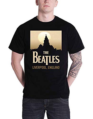 The Beatles T Shirt Liverpool England Band Logo Officiel Homme Nouveau Noir - Les Beatles, Paul McCartney, John Lennon, RIngo Starr, George Harrison The Beatles T Shirt Liverpool England Band Logo Officiel Homme Nouveau Noir