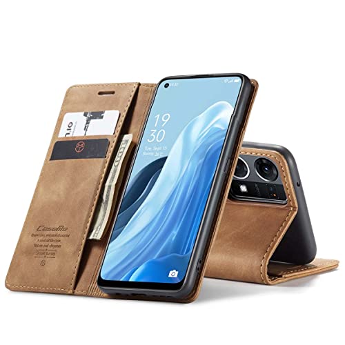 mvced Premium PU Leather Case Flip Wallet Phone Cover with Kickstand Card Slots TPU Shell Compatible with OPPO Reno 8 4G (6.43 inch),Brown - Image 2