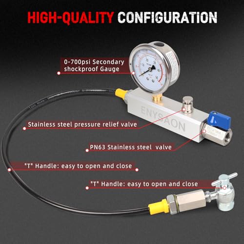 Image of Nitrogen Shock Fill Kit with 700Psi Nitrogen Gauge and G1 /4 & Schrader Valve Nitrogen Regulator Shock Fill No Loss Chuck Tool for ATV, ATC, UTV, Off-Road Bike, Dirt Bike