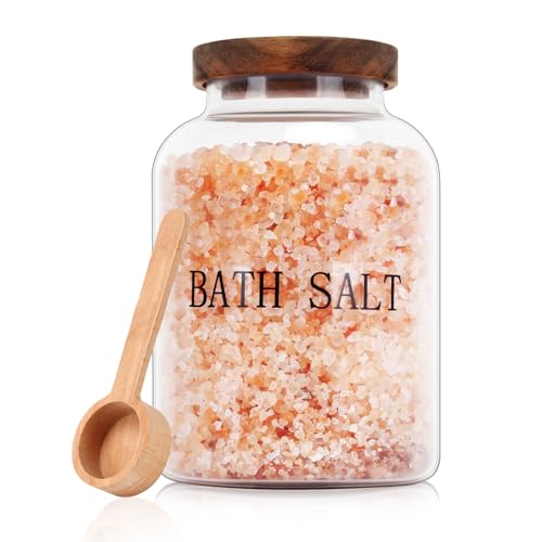 74 oz Glass Bath Salts Jar Bath Salt Container with Lid and Scoop Bathroom Organizers and Storage for Bathtub Accessories for Women Bathroom Decor Home Decor