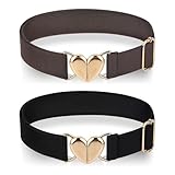 Molain 2 Pcs Kids Elastic Belt for Girls, Adjustable Toddler Heart Buckle Stretch Belts for Boys Girls Waist Size 15-30'