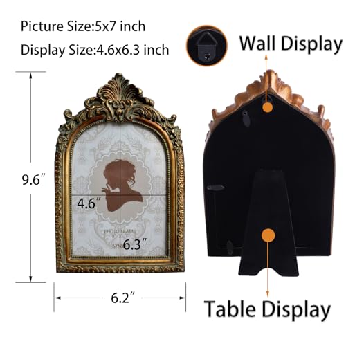 Sikoo Vintage 5X7 Picture Photo Frame Antique Ornatetable Top And Wall Mounting With High Definition Glass Front For Home Decor thumb #2
