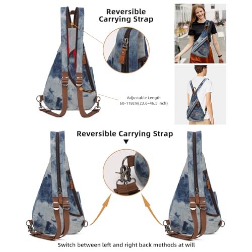 Image of KL928 Canvas Sling Bag - Small Crossbody Backpack Shoulder Casual Daypack Rucksack for Men Women