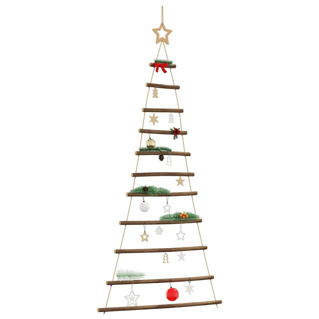 Árbol De Navidad Colgante De Madera Natural con Punta De Estrella, Decoración para Pared y Ventana, Arbol Navidad Colgante, Christmas Tree, 74x150 Cm