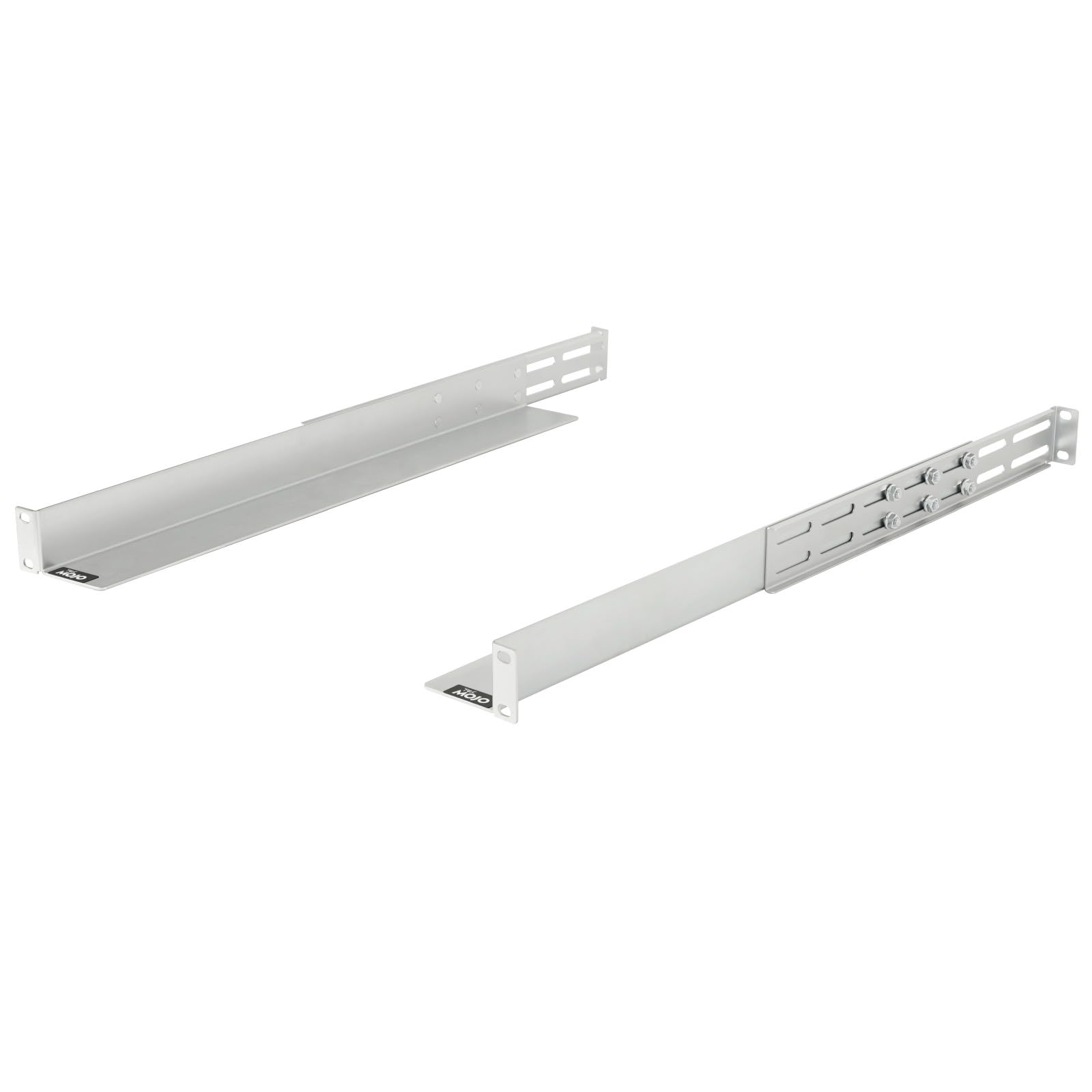 Tecmojo Rails de Rack 1U, Étagère de Rack à 4 Montants, Étagère de Montage en Rack à Glissières avec Profondeur Réglable de 530mm à 812mm, Capacité de Charge de 54kg, Argenté