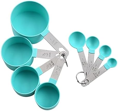 Giffy® 8 Pcs Stainless Steel Handle Accurate Tablespoon Baking Measuring Cup and Spoon Set for Measuring Dry and Liquid Ingredients, (Green)