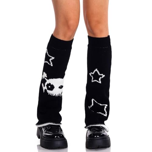 Y2K Gothic Black Leg Warmers, 18 Inches, Knee High, Cuffed, Multi-Sport, Halloween, Cosplay, Prom2