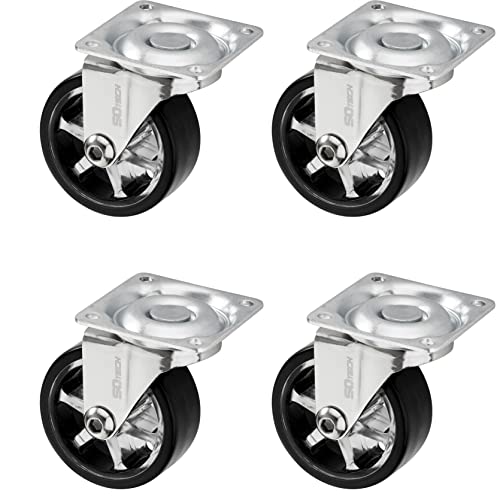 SOTECH 4 Stück Design Lenkrollen SHIFT Rollen-Ø 50 mm schwarz, belastbar bis 140 kg (35 kg pro Möbelrolle), Höhe 64 mm