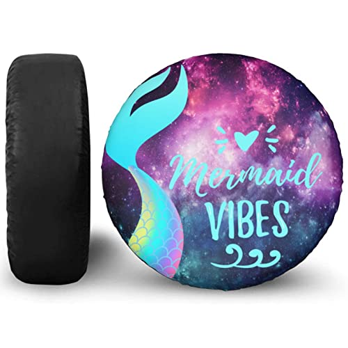 Image of Delerain Mermaid Tail Spare Tire Covers for Trailer SUV Truck and Many Vehicle, Wheel Covers Sun Protector Waterproof, (14 Inch for Diameter 23 inch-27 inch)