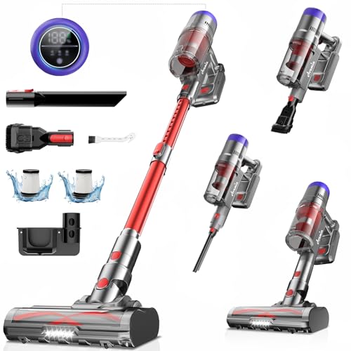 Avamia Aspirapolvere Senza Fili, Fino A 55 Minuti Di Autonomia, 250W Scopa Elettrica Senza Fili Con Schermo LED, Spazzola Antigroviglio, Per Pavimenti Duri, Tappeti E Peli Di Animali Domestici
