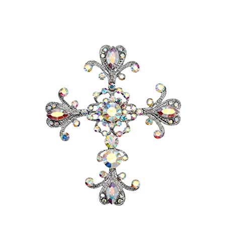 Image of Faship Gorgeous Rhinestone Crystal Cross Crucifix Pin Brooch