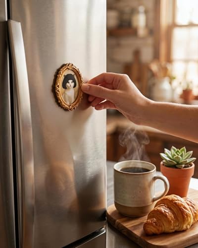Imán decorativo para refrigerador con diseño de gato retro miniatura 3