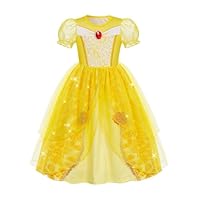 Marendyee Princess Dress up Clothes for Girls 4-6 Sparkly Tulle Puff Sleeve Birthday Fancy Party Halloween Costume Toddler Kids Princess Dresses