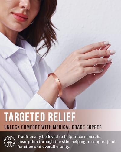 WestLuna Magnetic Copper Bracelet for Women Men, 99.99% Pure Copper Bracelets with 12X Ultra Strength 3,800 Gauss Magnets for Lymph Drainage Healing Relief, Includes Gift Box, Jewelry Cloth, Blank Blessing Card — view 2