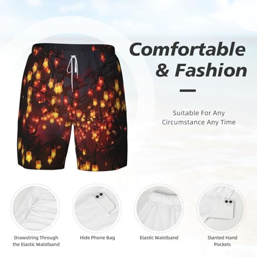 Men's Swim Trunks Quick Dry Board Shorts Paper Lantern Beach Shorts with Pocket Bathing Suits for Men4