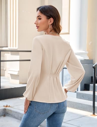 Blooming Jelly Womens Dressy Casual Peplum Tops Long Sleeve Work Blouses Trendy Dress Shirts Business Outfits 20253