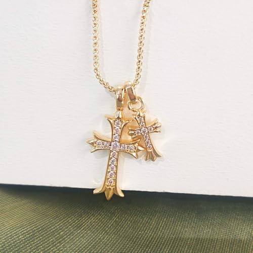 Partm Gold Cross Necklace for Women 14K Plated Dainty Pendant Cross Chain Faith Crucifix Choker Baptism Necklace for Women Trendy Religious Jewelry Hypoallergenic4