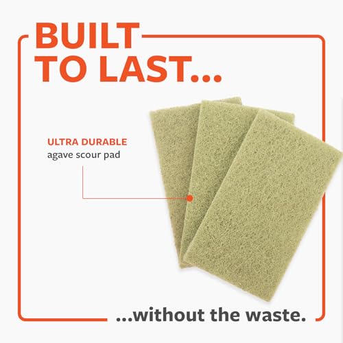 Image of Full Circle Agave Leaf Scour Pads - Pack of 3 - Maximum Strength, Non-Scratch Dish Scrubber Made with Plant-Based & Recycled Materials, Safe for Nonstick