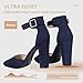 IDIFU Women's IN4 Pedazo High Block Heels Pumps Pointed Closed Toe Ankle Strap Dress Wedding Shoes (Blue Suede, 8 M US)