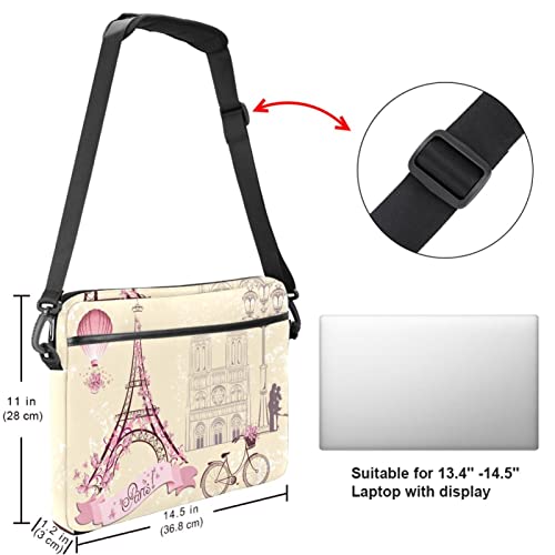 Maletín messenger portátil con diseño multicolor de París y protección acolchada delgada 5