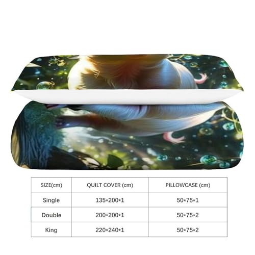 Housse de couette animaux 135x200cm en microfibre premium au fini 3D éclatant - 4